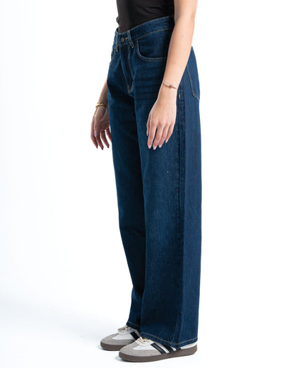 Dark Blue Wash Wide-Leg Denim Pants