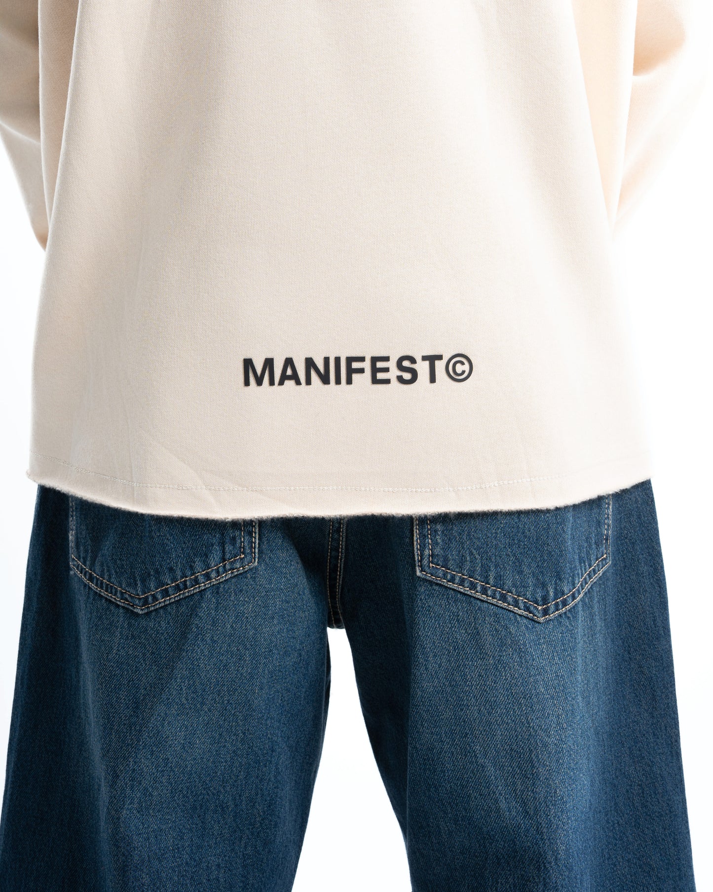 Mens Beige Cropped Hoodie