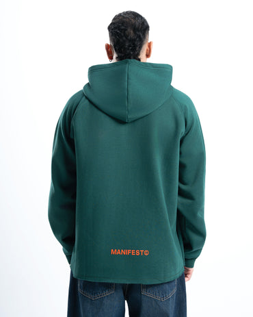 Mens Green Cropped Hoodie