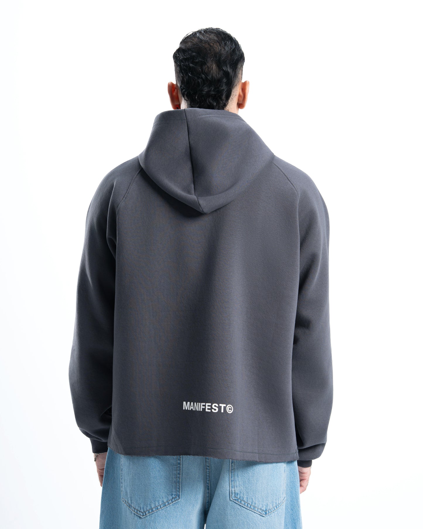 Mens Grey Cropped Hoodie