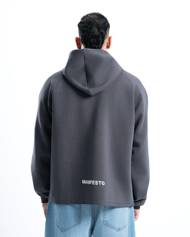 Mens Grey Cropped Hoodie