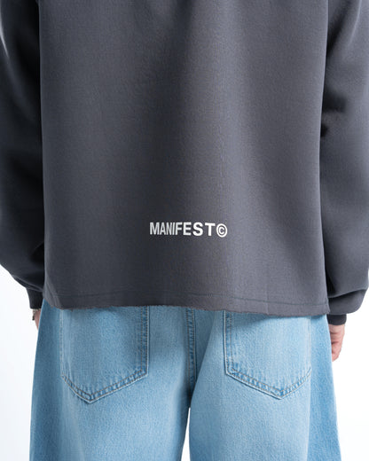 Mens Grey Cropped Hoodie