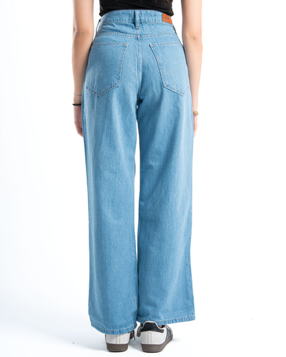 Light Wash Wide-Leg Denim Pants