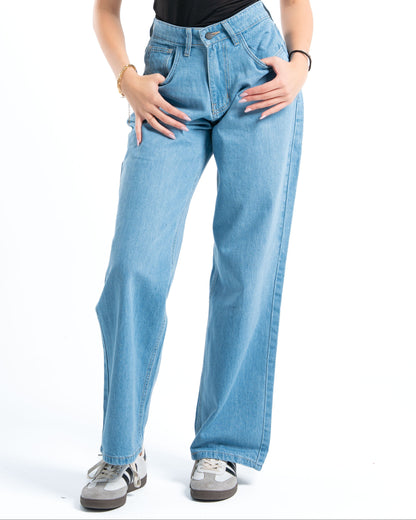 Light Wash Wide-Leg Denim Pants