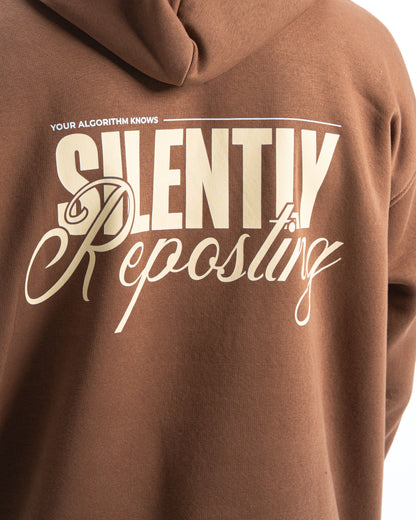 "Silently Reposting" Brown Hoodie