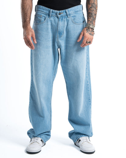 Light Blue Wide-Leg Denim Pants