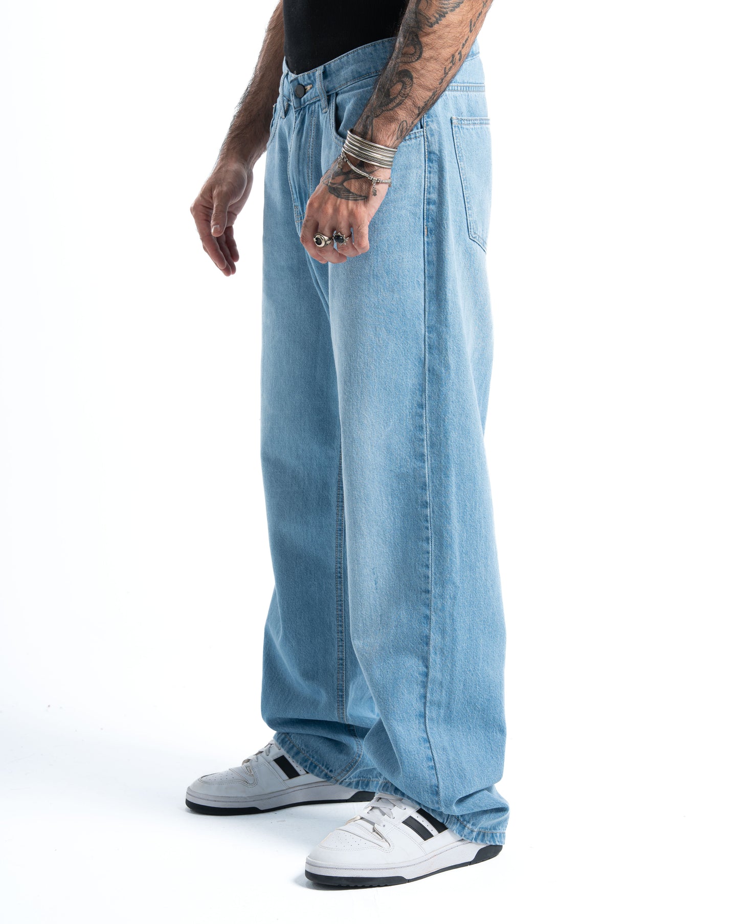 Light Blue Wide-Leg Denim Pants