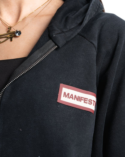 Black Vintage Wash Zip-Up Hoodie