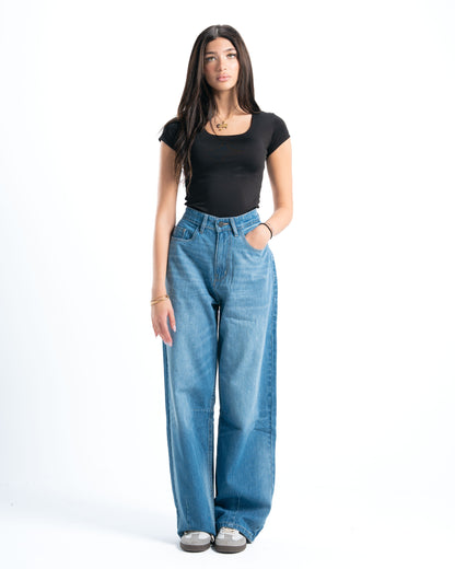 Mid Wash Oversized Denim Pants