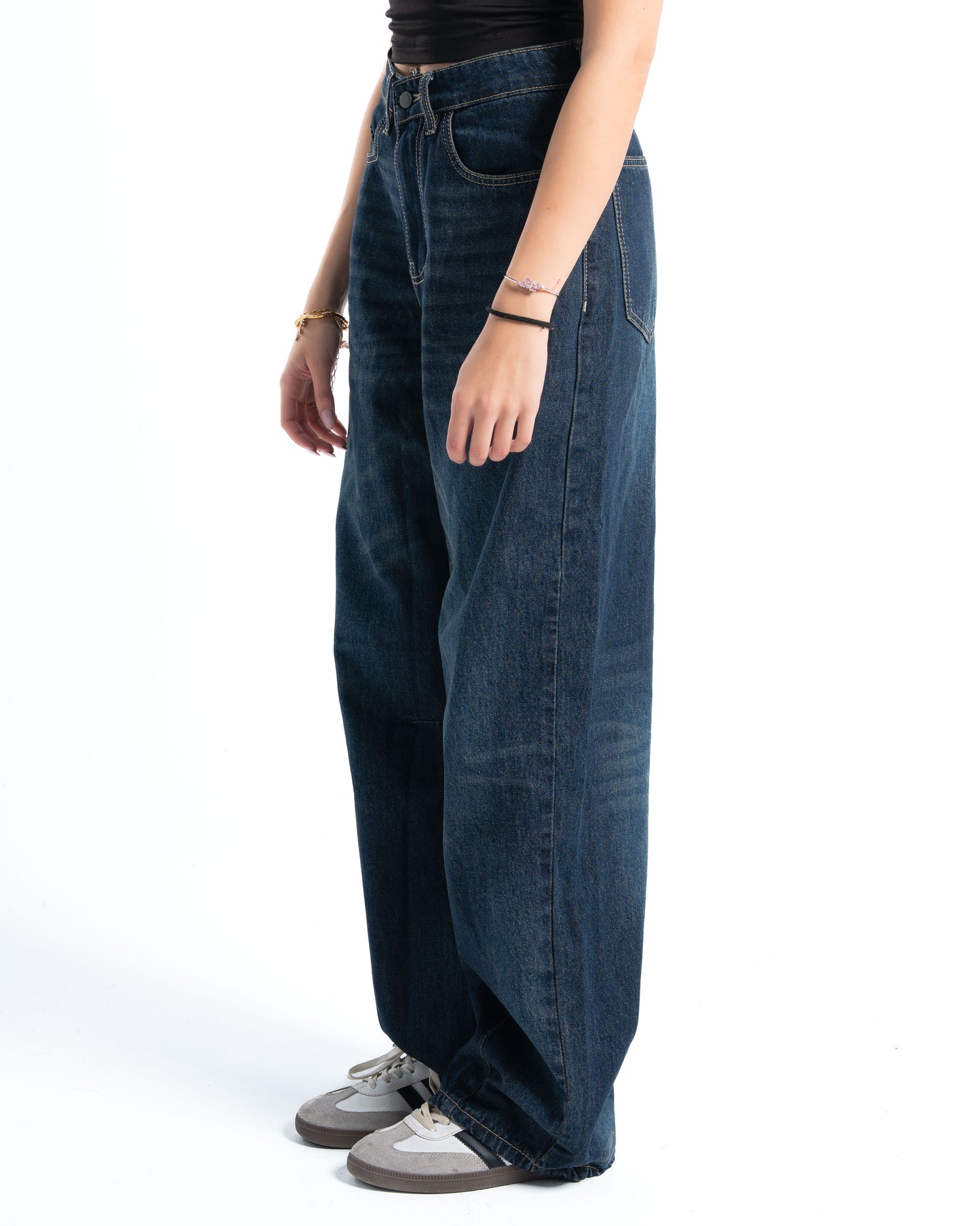 Dark Blue Wash Oversized Denim Pants