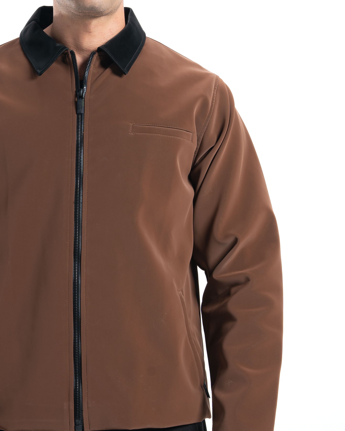 Black Collar havan Leather Jacket