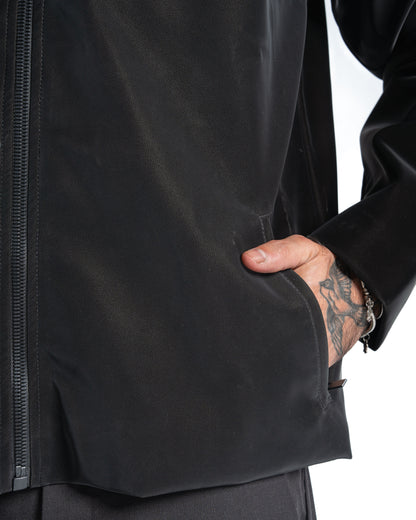 Black Collar Black Leather Jacket