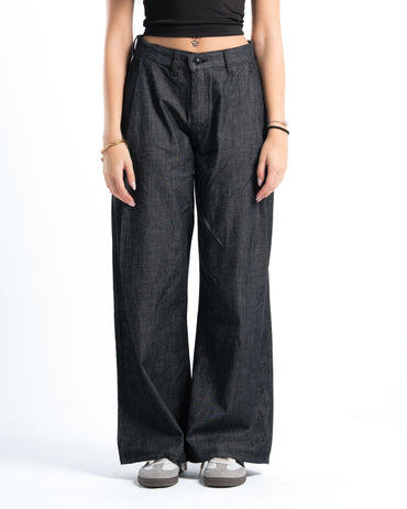 Black Raw Denim Pants