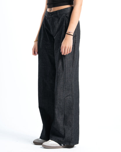 Black Raw Denim Pants