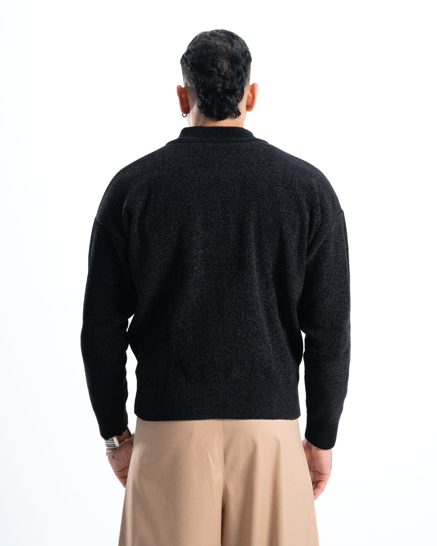 Black Full Zip Knitted Pullover