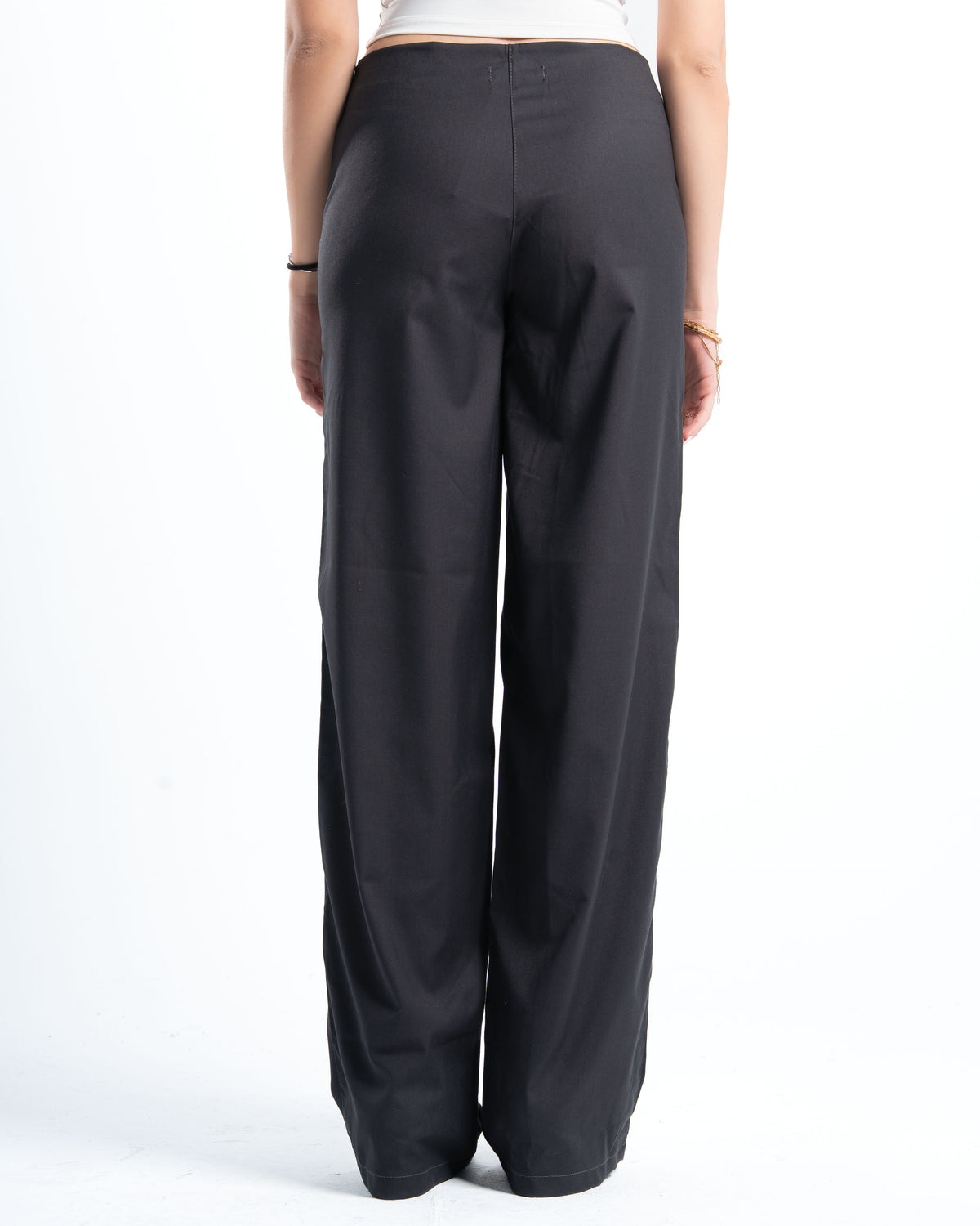 Womens Grey Cross-Waist Pleated Pants