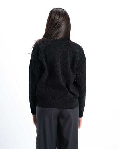 Black Full Zip Knitted Pullover
