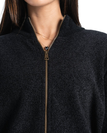 Black Full Zip Knitted Pullover