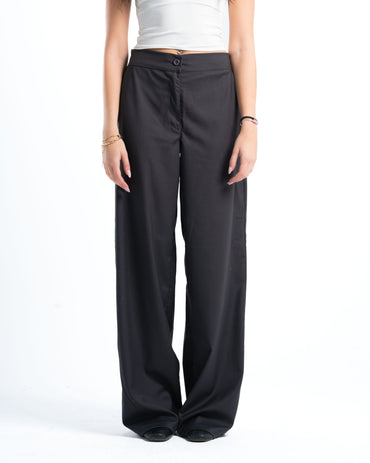 Womens Grey Pleated Wide-leg Pants