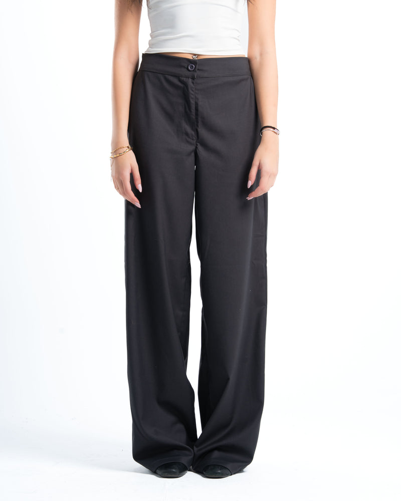 Womens Grey Pleated Wide-leg Pants