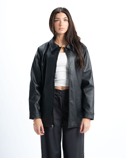 OverSized Black Leather Jacket