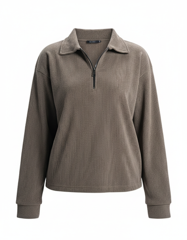 Womens Olive Ribbed Jacquard Sweatshirt