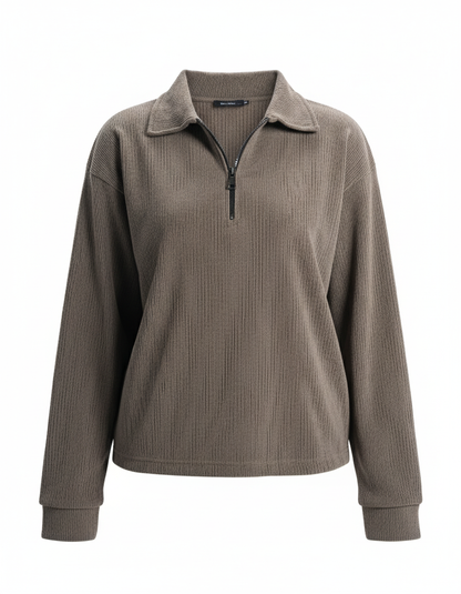 Womens Olive Ribbed Jacquard Sweatshirt