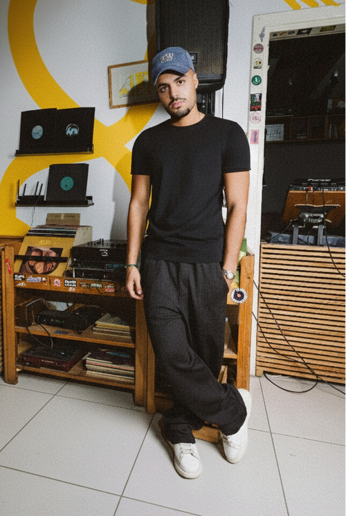 Black Wide-Leg Pinstripe Pants