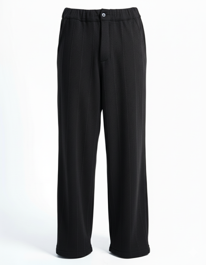 Black Wide-Leg Pinstripe Pants