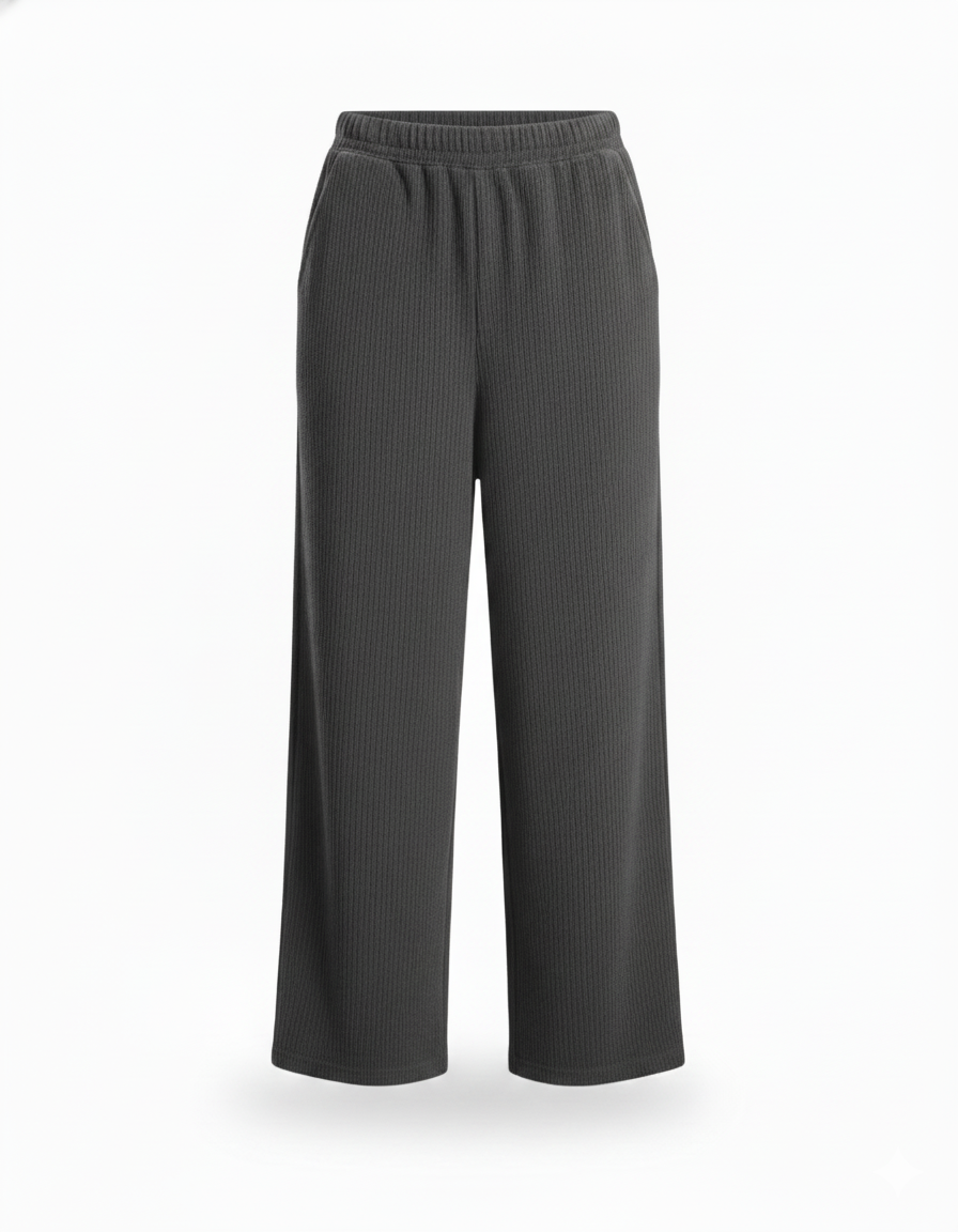 Womens Grey Ribbed Jacquard Pants