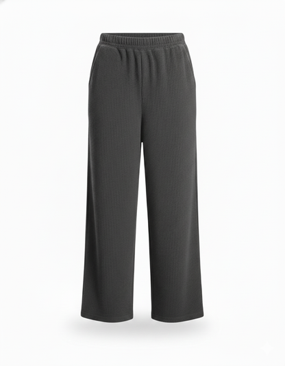 Womens Grey Ribbed Jacquard Pants