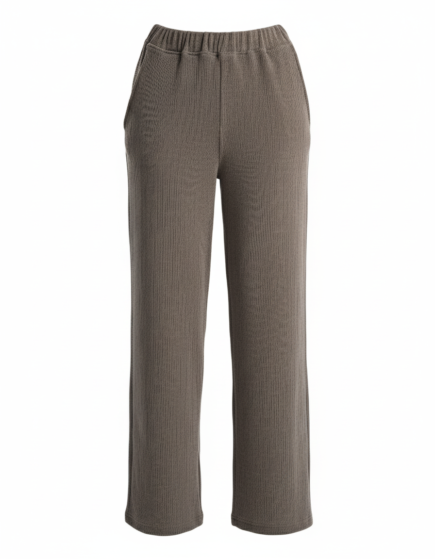 Womens Olive Ribbed Jacquard Pants