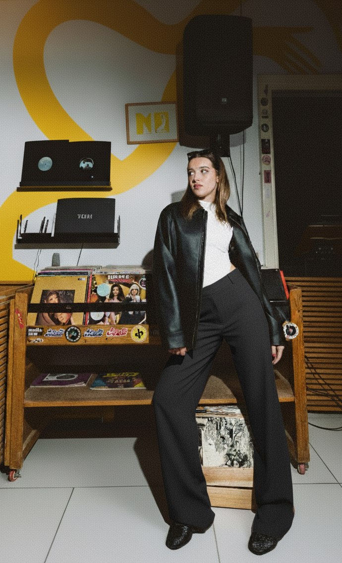 Womens Grey Cross-Waist Pleated Pants