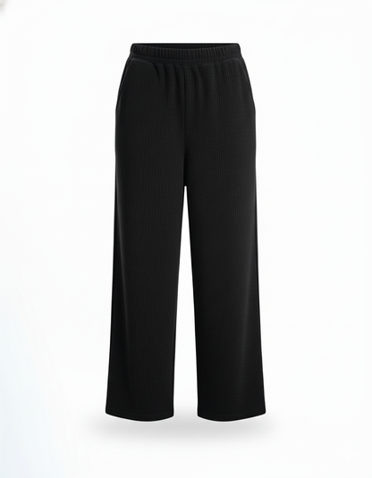 Womens Black Ribbed Jacquard Pants