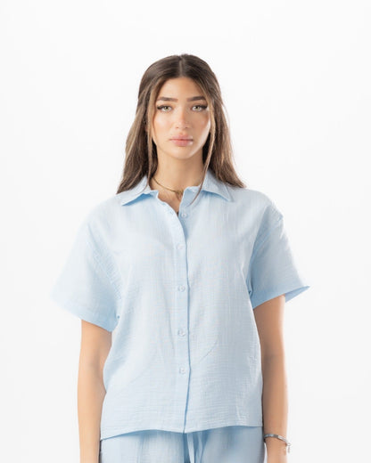 Baby Blue Women Summer Shirt