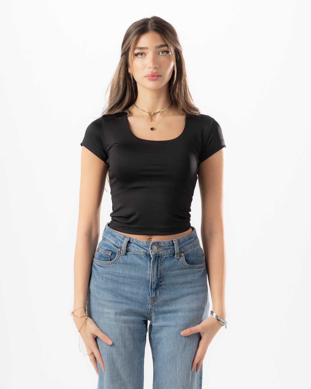 Black Half Sleeves Top