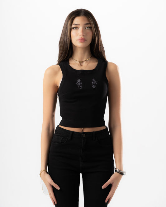 Black Ripped Tank Top