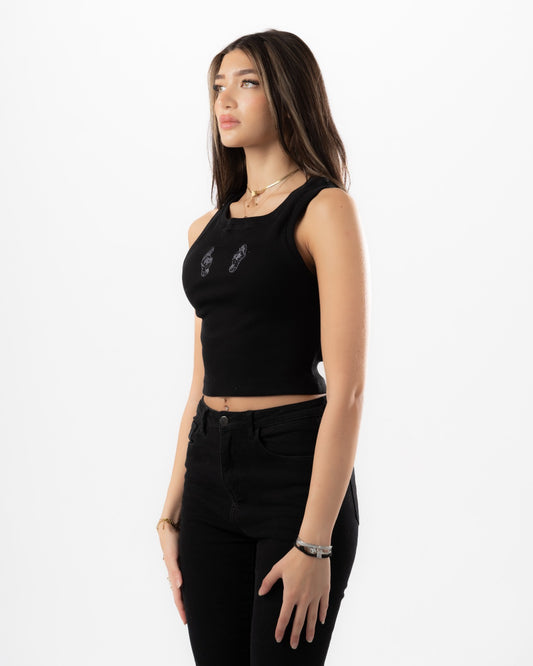 Black Ripped Tank Top