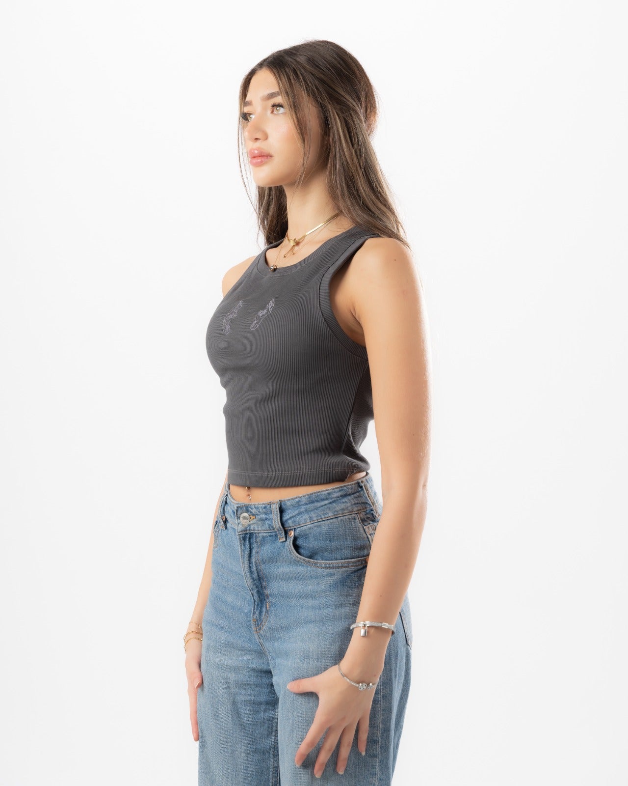 Grey Ripped Tank Top