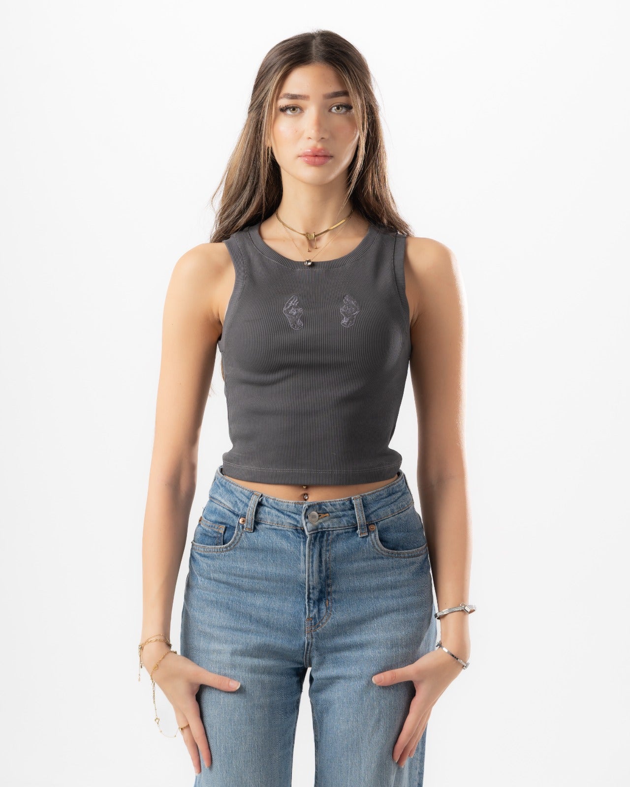 Grey Ripped Tank Top