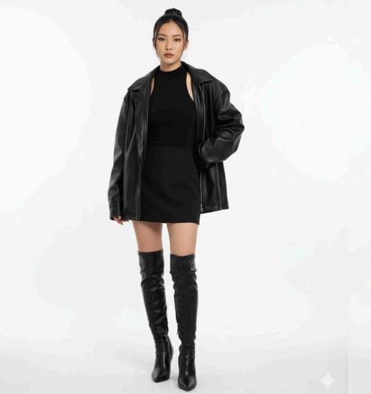 OverSized Black Leather Jacket