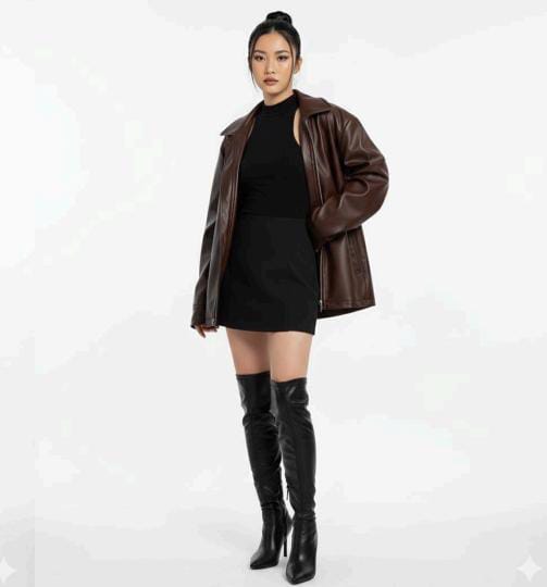 OverSized Brown Leather Jacket