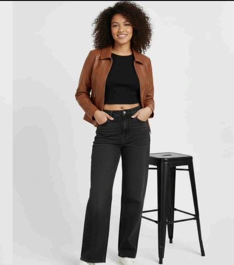 Womens Boxy Havan Leather Jacket