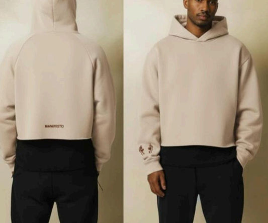 Mens Beige Boxy Hoodie
