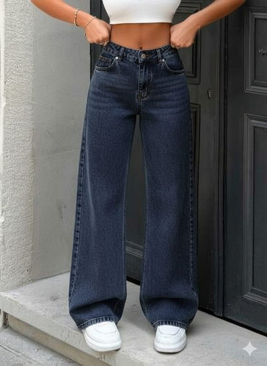 Navy Blue wideleg Denim Pants