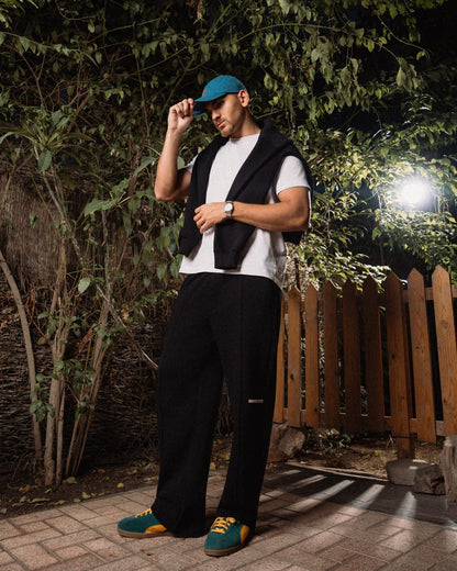 Black Wideleg Core Sweatpants