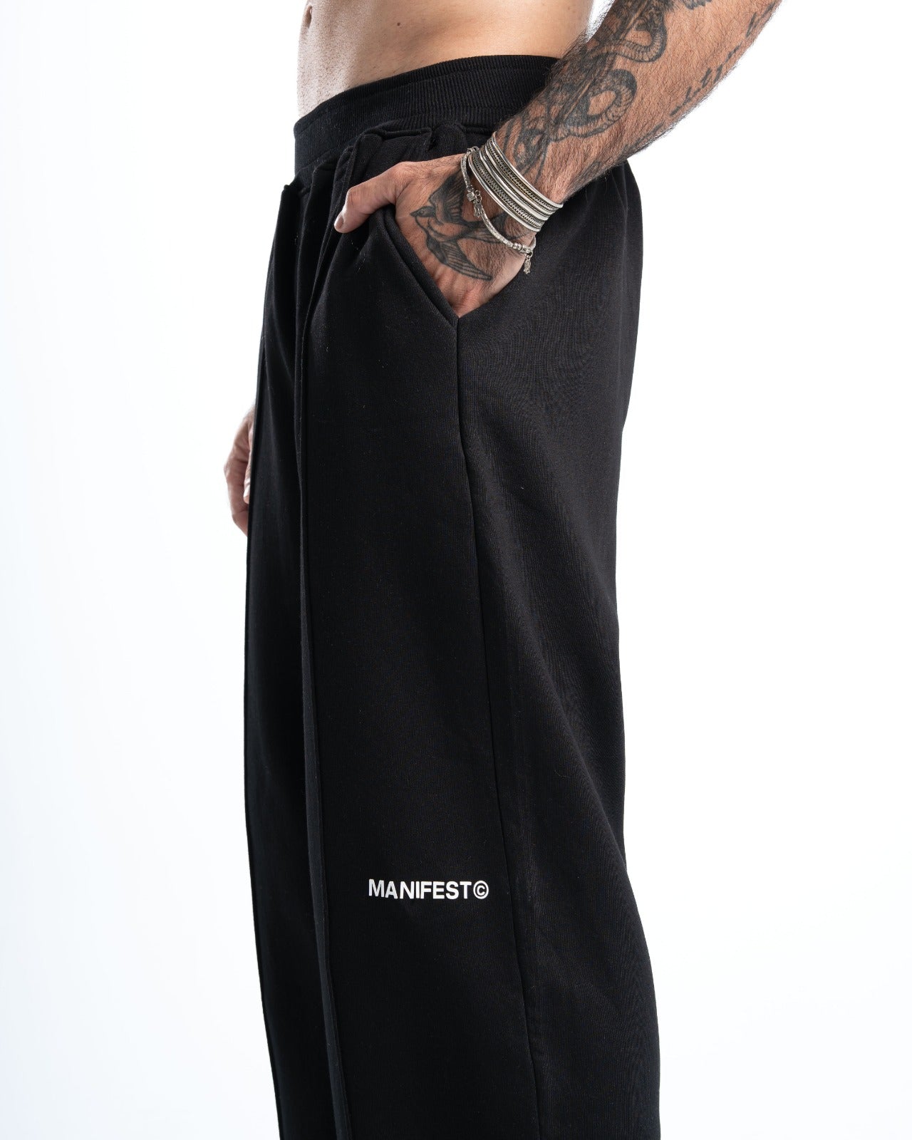 Black Wideleg Core Sweatpants