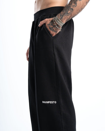 Black Wideleg Core Sweatpants