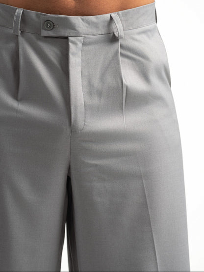 Men’s Light Grey Pleated Pants