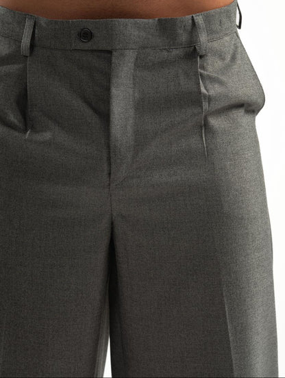 Men’s Dark Grey Pleated Pants